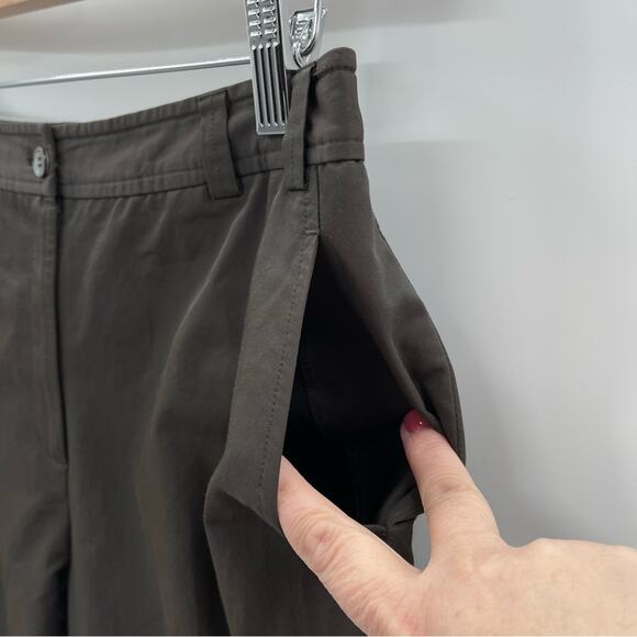 J. Crew Lightweight Chocolate Brown Cotton Nylon Cropped Wide Leg Pants Size 6 - Picture 3 of 8